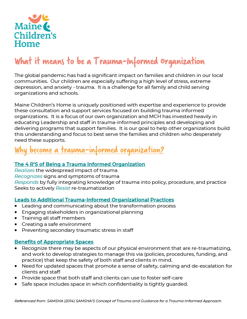 Trauma Informed Organization Information Sheet