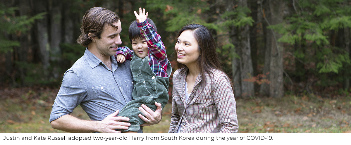 Kate and Justin Russell with their son Harry